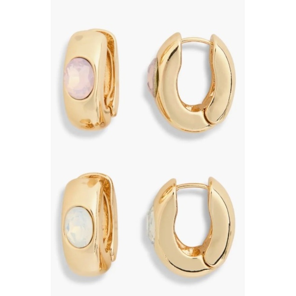Gold Tone Hoop Earrings Natasha Lead Compliant Fashion Jewelry Chic‎ NWT